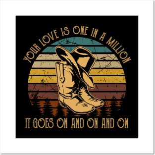 Your Love Is One In A Million It Goes On And On And On Cowboy Boot Hat Vintage Posters and Art